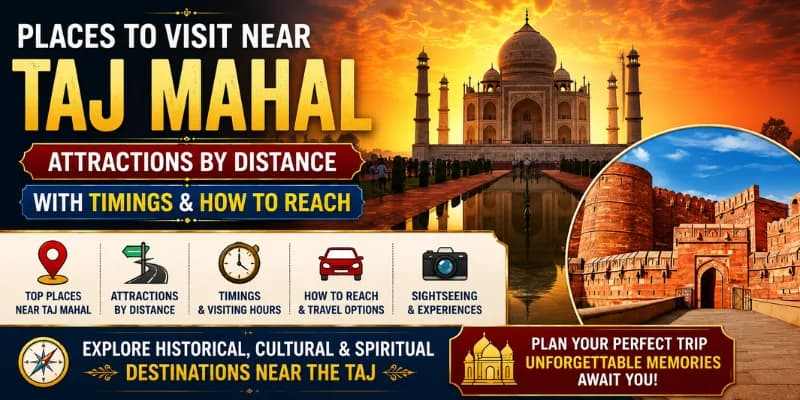 Places to Visit Near Taj Mahal: Attractions by Distance, with Timings and How to Reach