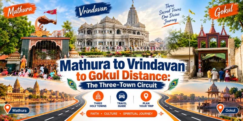Mathura to Vrindavan to Gokul Distance