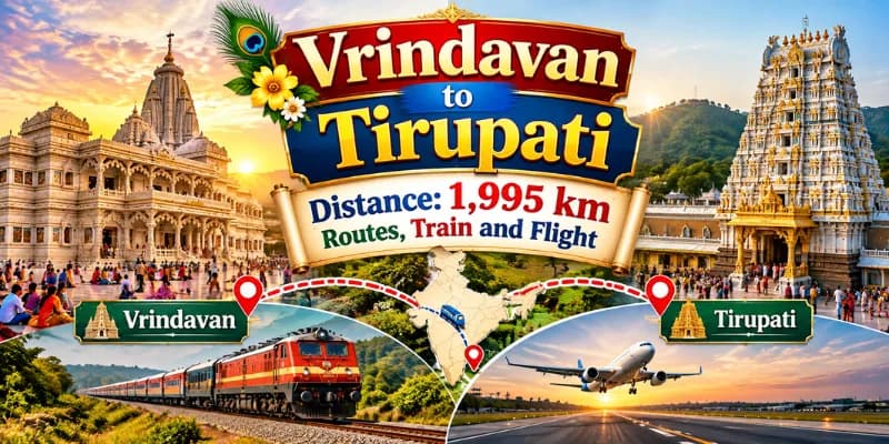 Vrindavan to Tirupati Distance: 1,995 km, Routes, Train and Flight