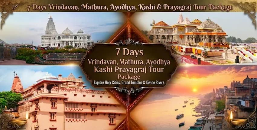 7 Days Vrindavan Mathura Ayodhya Kashi Prayagraj Tour Package